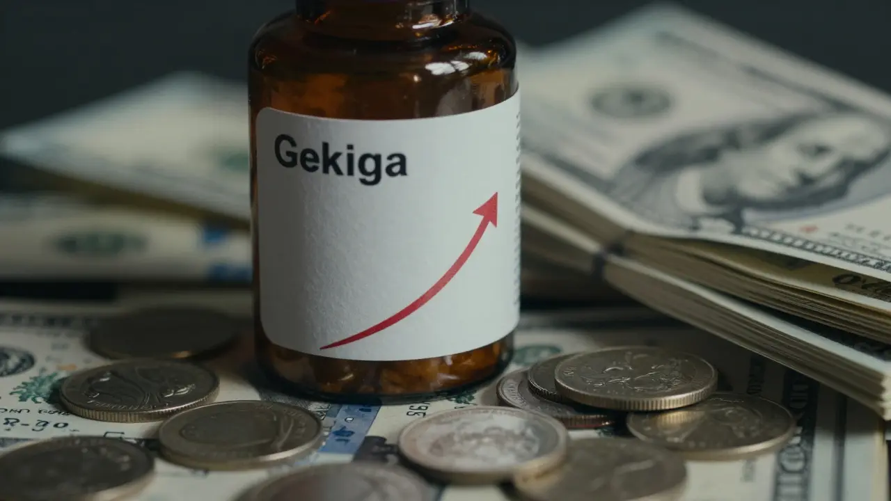 Medication bottle price rising from coin to cash pile