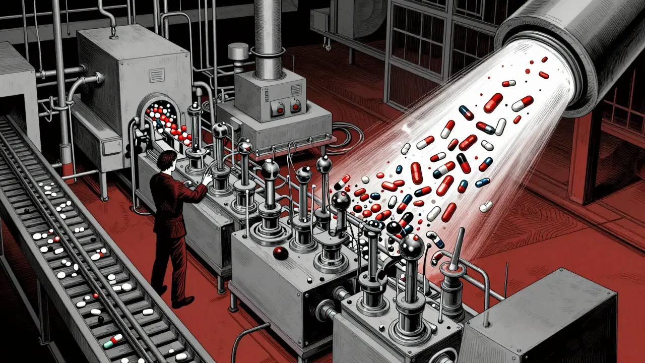 A biological factory depicting the rapid production of enzymes and drug clearance.